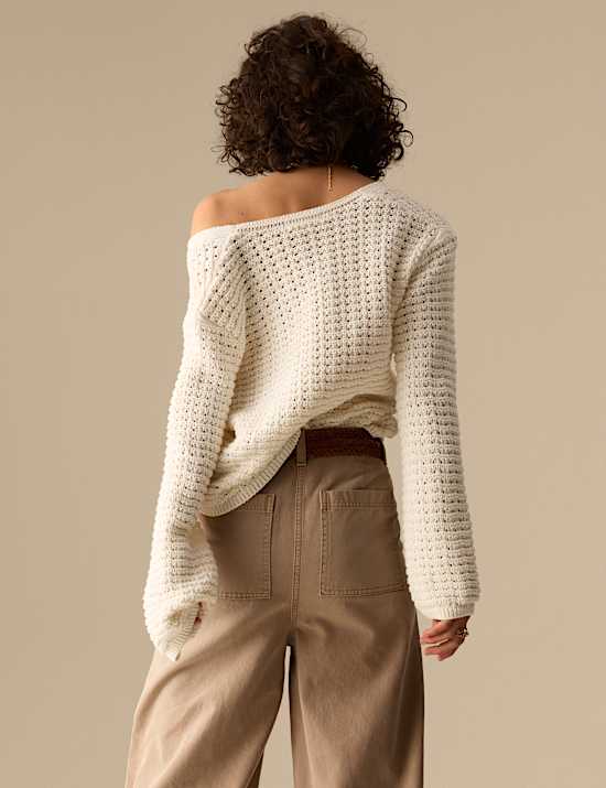 Cotton Blend Knitted V-Neck Cardigan