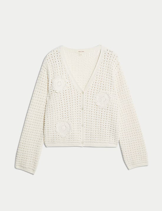 Cotton Blend Knitted V-Neck Cardigan