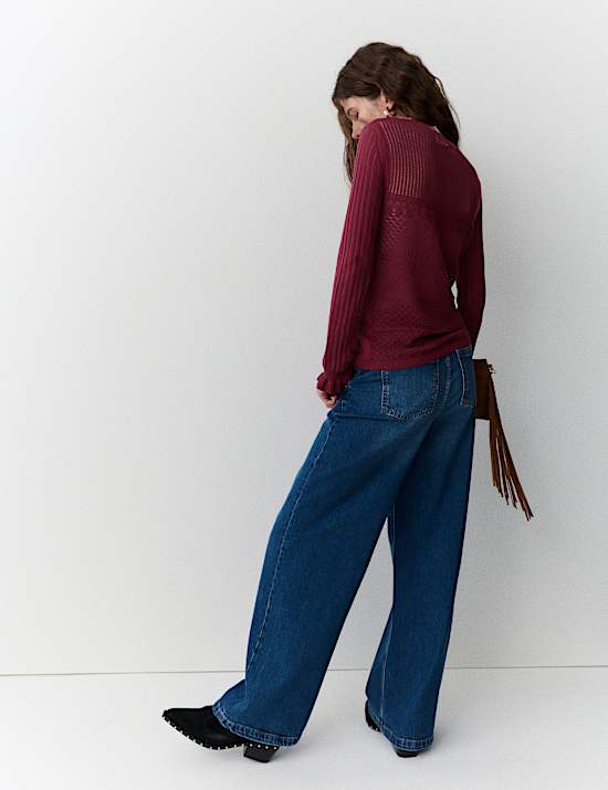 Cotton Rich Pointelle Crew Neck Jumper