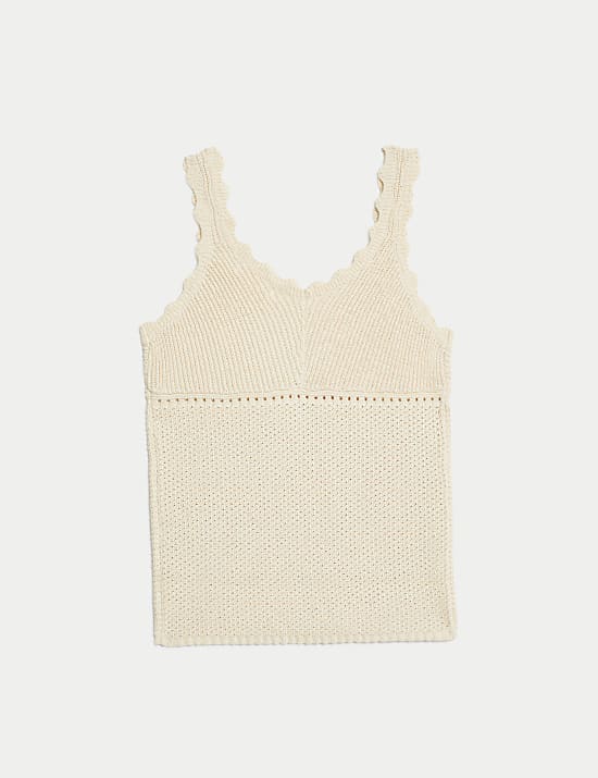 Rompi Kerah V Rajut dengan Linen