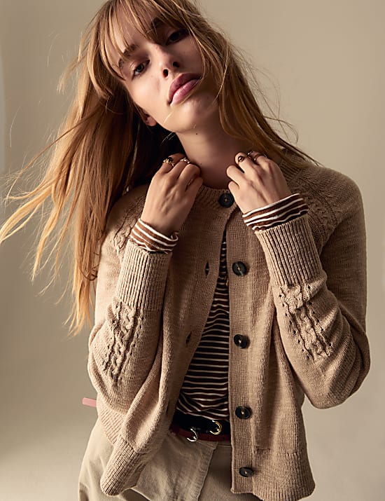 Cotton Rich Button Front Cardigan