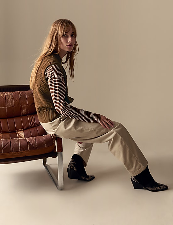 Camiseta de punto texturizada con lana merino