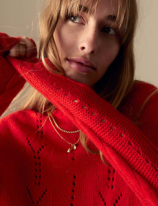 Wool Blend Pointelle Jumper