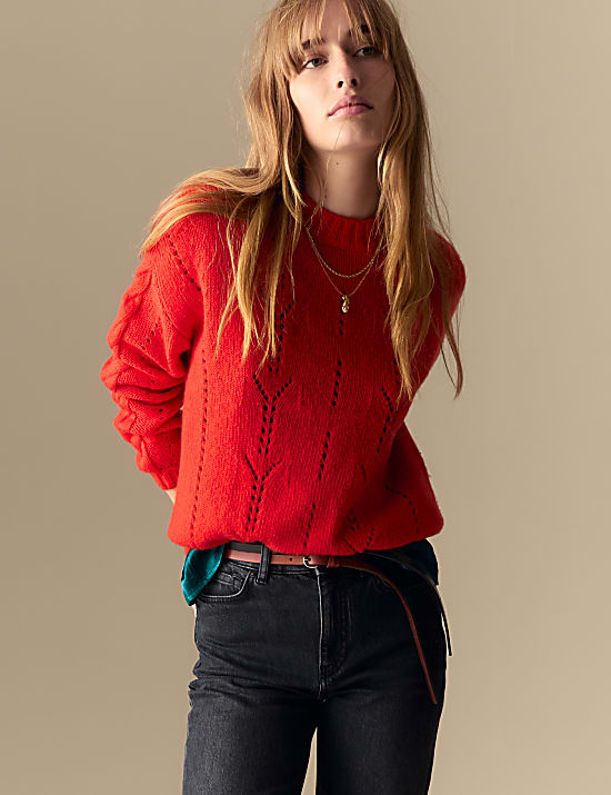 Wool Blend Pointelle Jumper