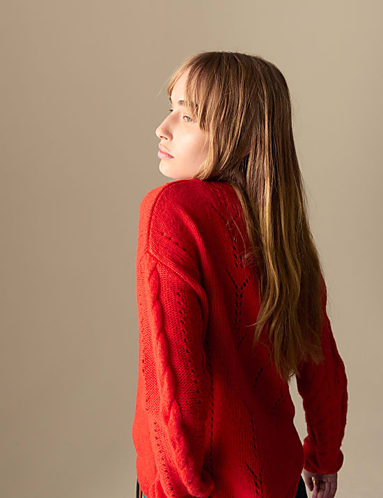 Wool Blend Pointelle Jumper