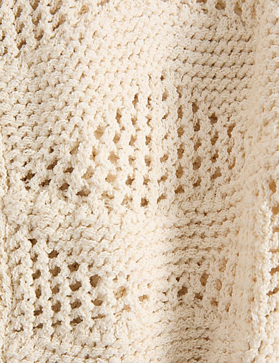 Cotton Rich Textured Edge to Edge Cardigan