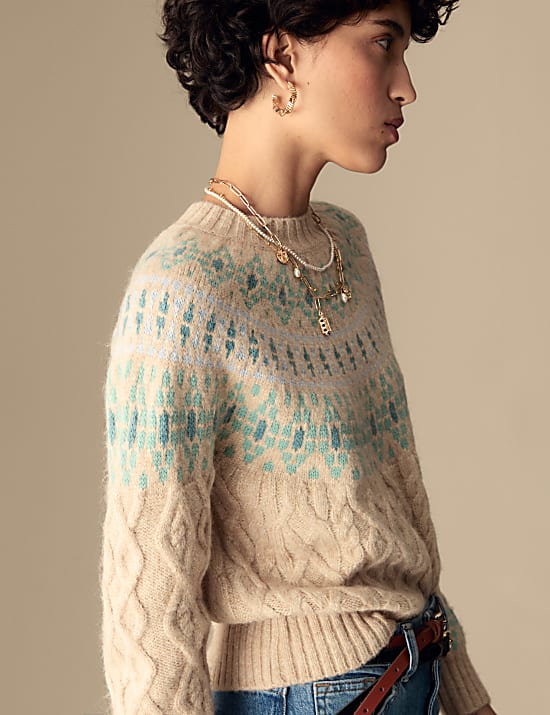 Jumper Fair Isle dengan Wol Merino