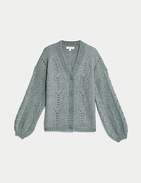 Pointelle Sparkle Button Front Cardigan