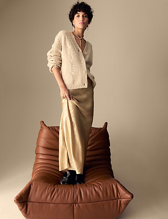 Pointelle Sparkle Button Front Cardigan