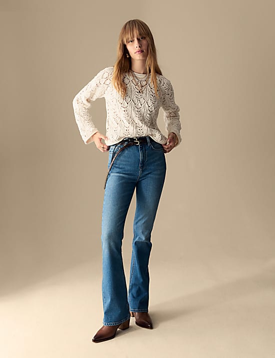 Pull en coton &agrave; maille pointelle