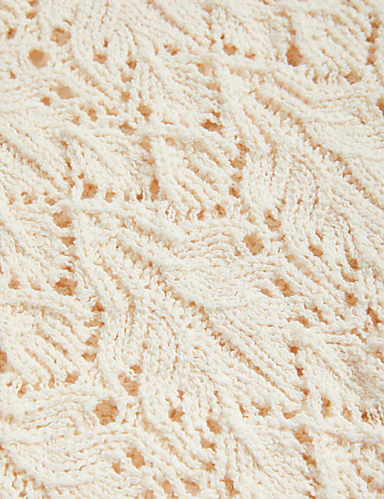 Pull en coton &agrave; maille pointelle