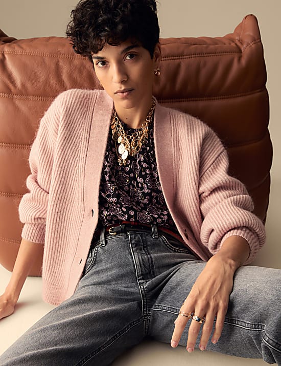 Textured Button Front Blouson Sleeve Cardigan