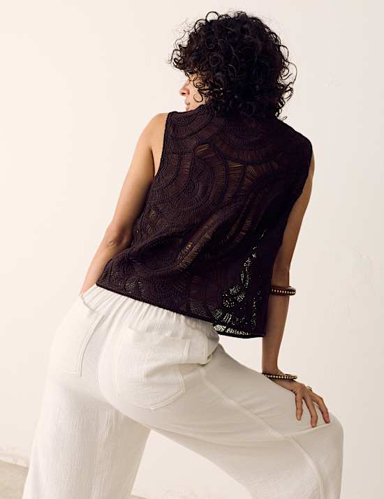 Open Knit Crochet Waistcoat