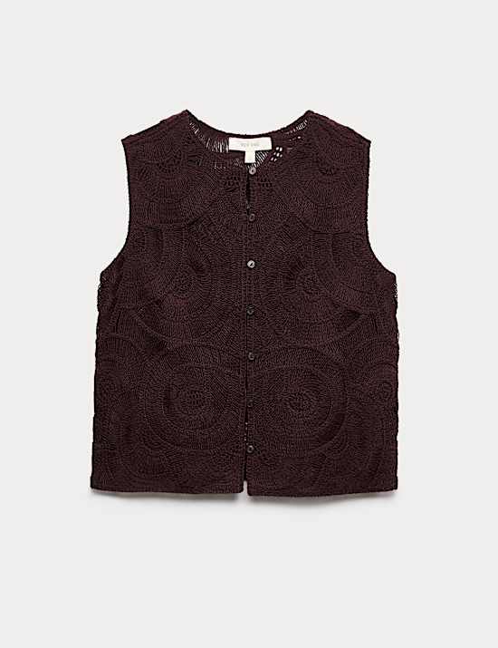 Open Knit Crochet Waistcoat
