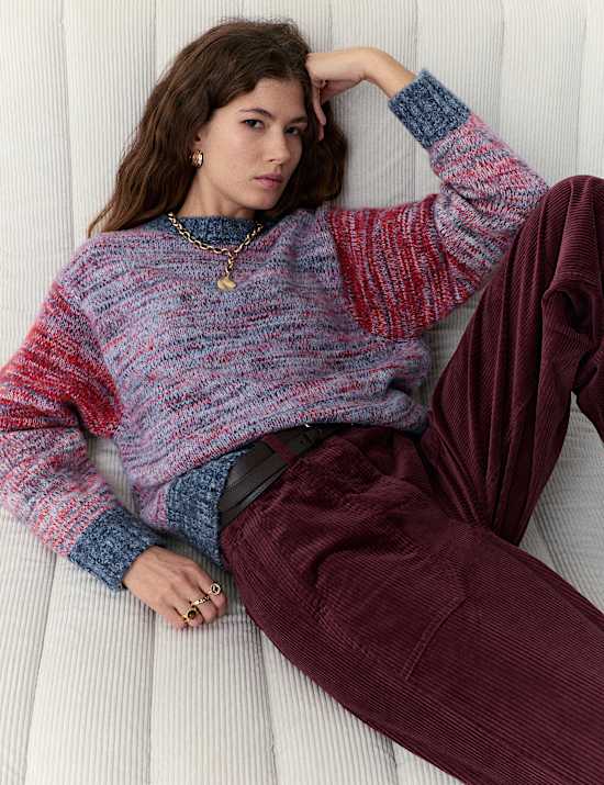 Colour Block Jumper with Mohair