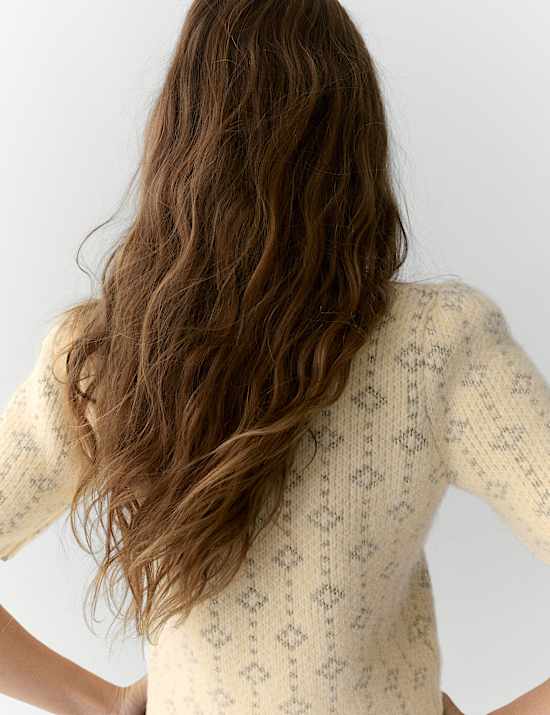 Metallic Geometric Jacquard Jumper with Wool