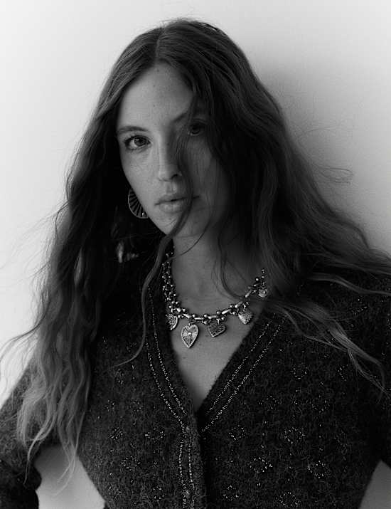 Lurex Jacquard V-Neck Cardigan with Wool