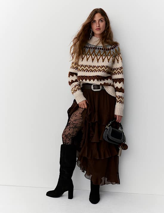 Embellished Fair Isle Jumper with Wool