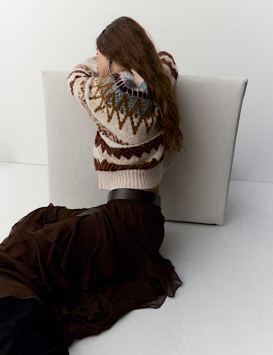 Embellished Fair Isle Jumper with Wool