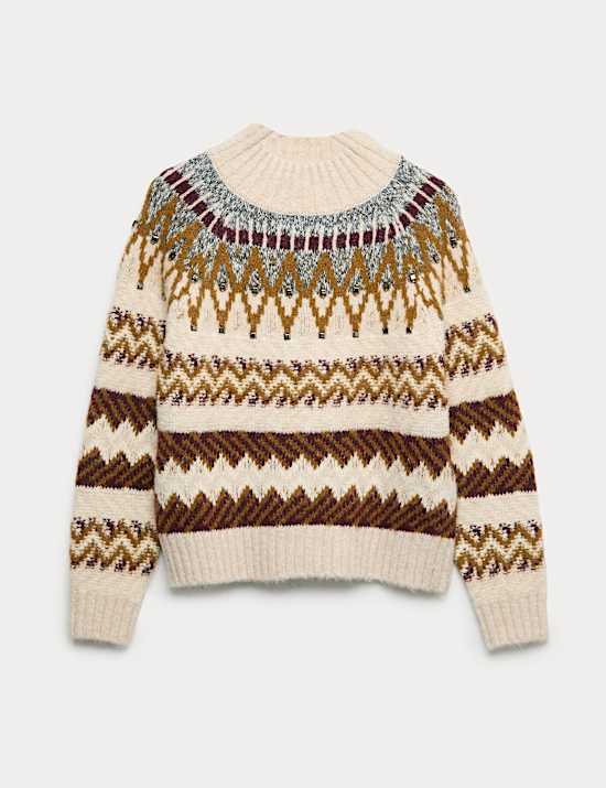 Embellished Fair Isle Jumper with Wool
