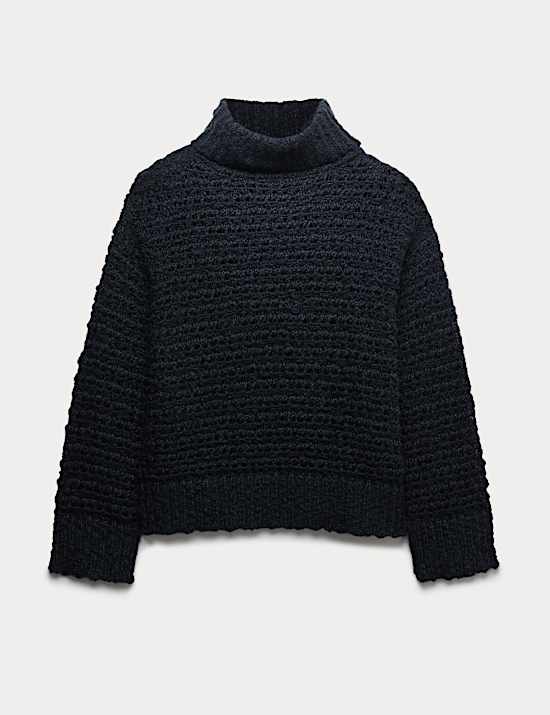 Bouclé Roll Neck Jumper With Wool