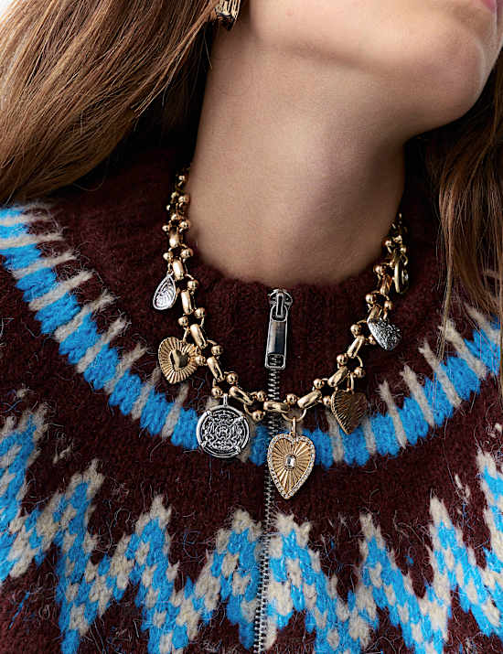 Cardigan style aviateur en maille à motif jacquard