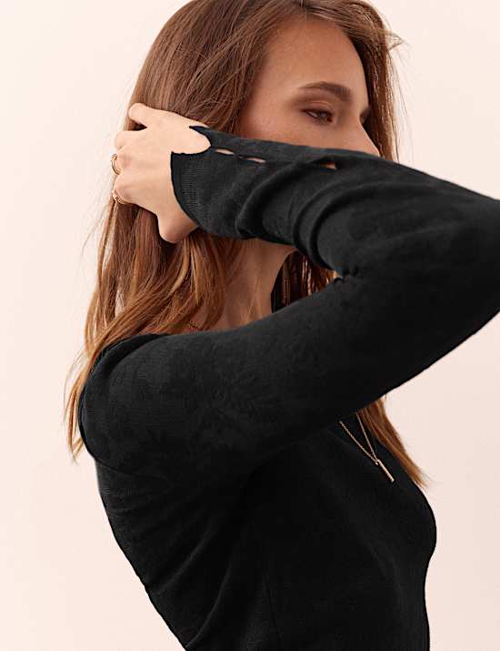 Sheer Floral Knitted Jumper