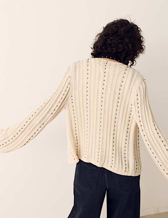 Pure Cotton Embellished Cardigan