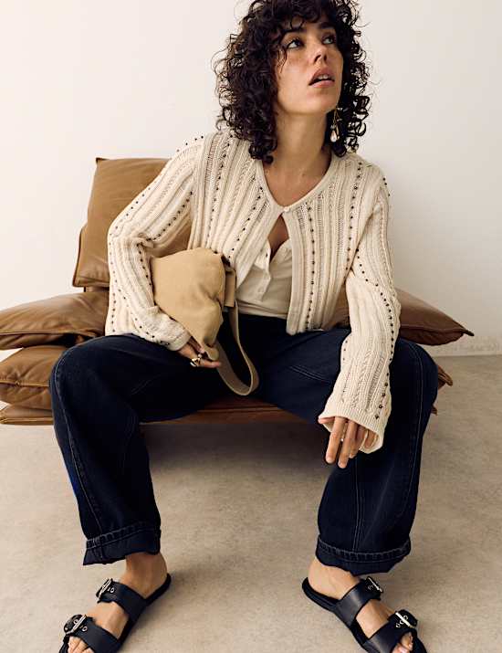 Pure Cotton Embellished Cardigan