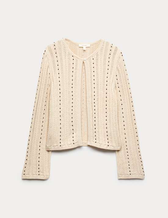 Pure Cotton Embellished Cardigan