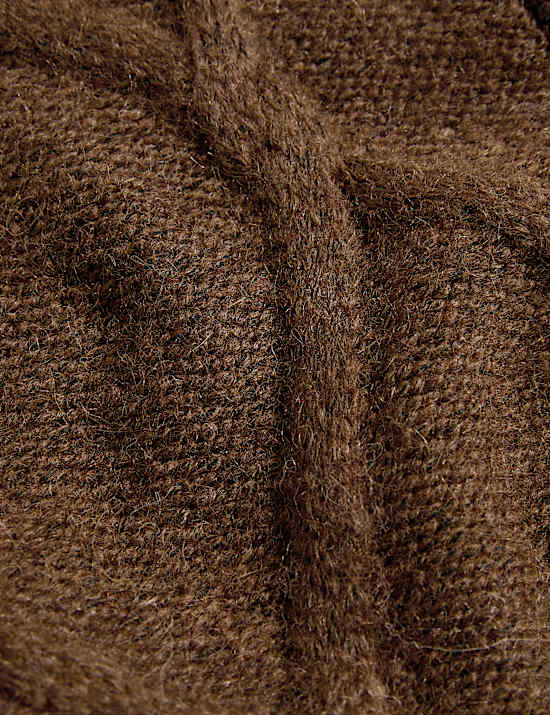 Tie Front Fluffy Cardigan with Alpaca