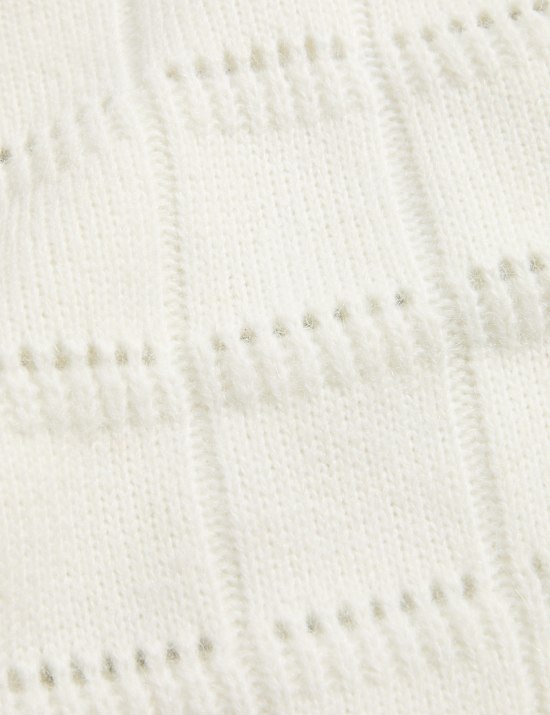 Pointelle Crew Neck Jumper With Alpaca