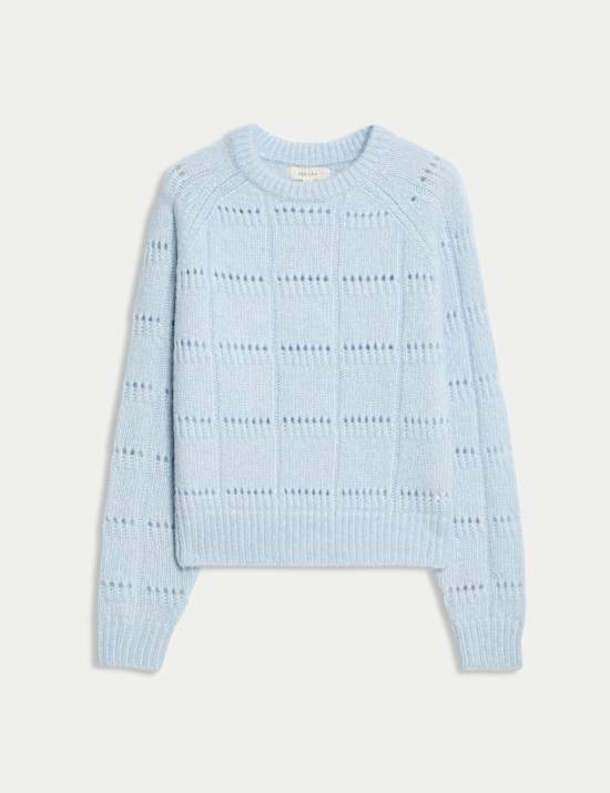 Pointelle Crew Neck Jumper With Alpaca