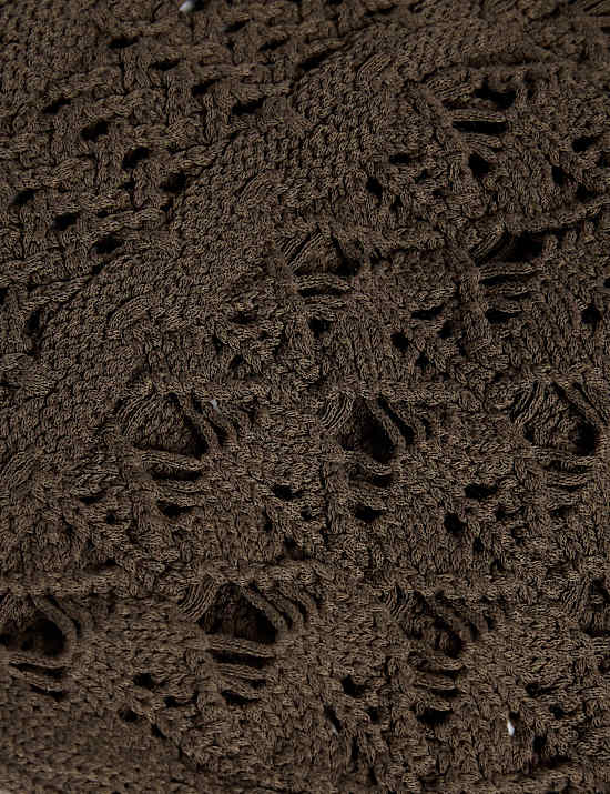 Cotton Rich Knitted Fringed Tie Front Waistcoat