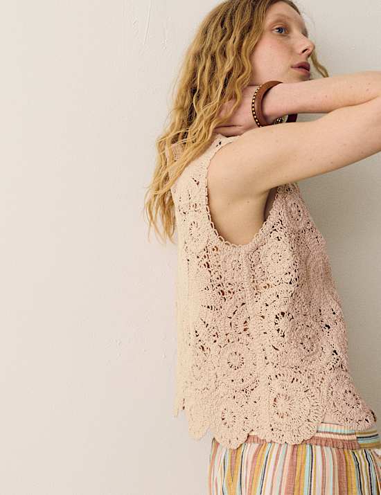 Crochet Look Knitted Vest
