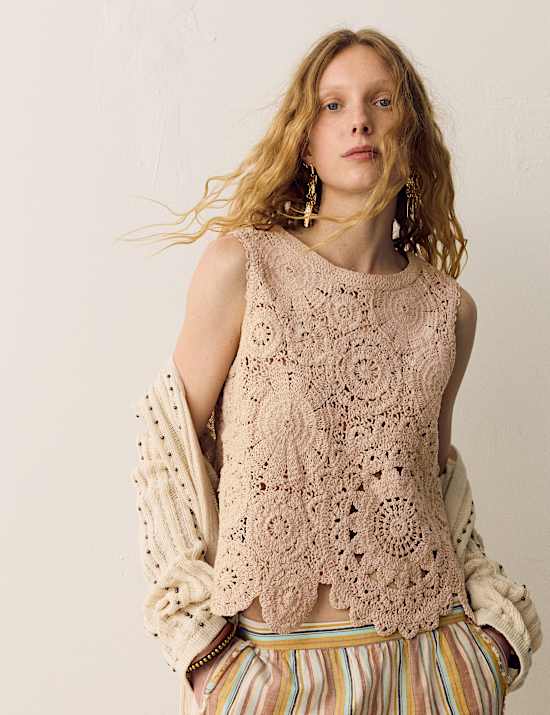Crochet Look Knitted Vest