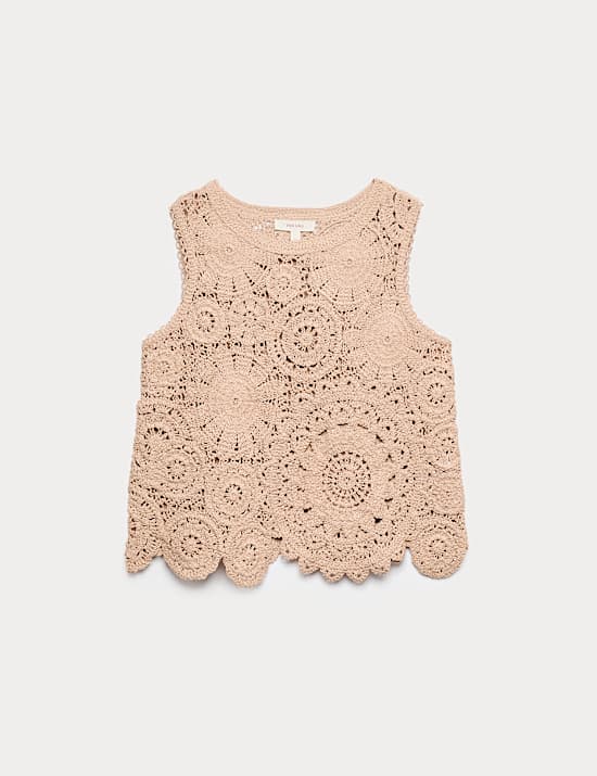 Crochet Look Knitted Vest