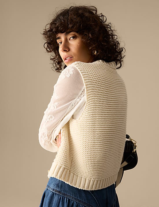 Cotton Rich Knitted Crew Neck Waistcoat