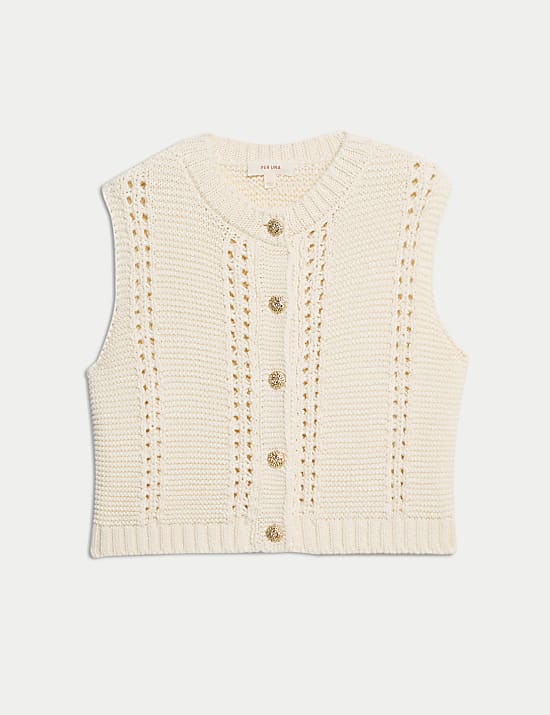 Cotton Rich Knitted Crew Neck Waistcoat