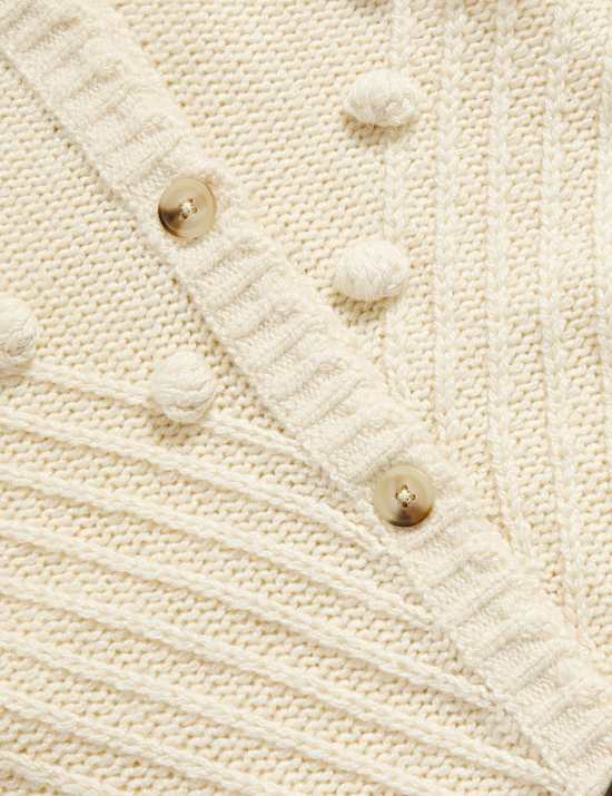 Bobble Detail Cardigan With Wool