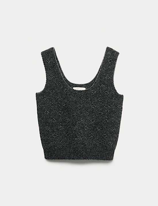 Jacquard Cropped Knitted Vest