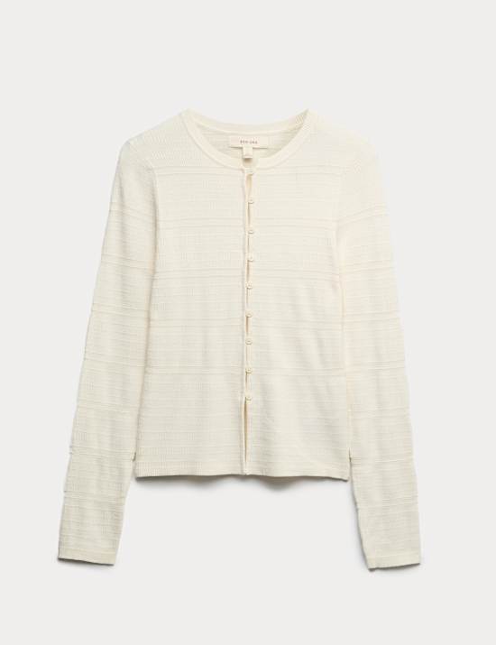 Knitted Smocked Stitch Detail Cardigan