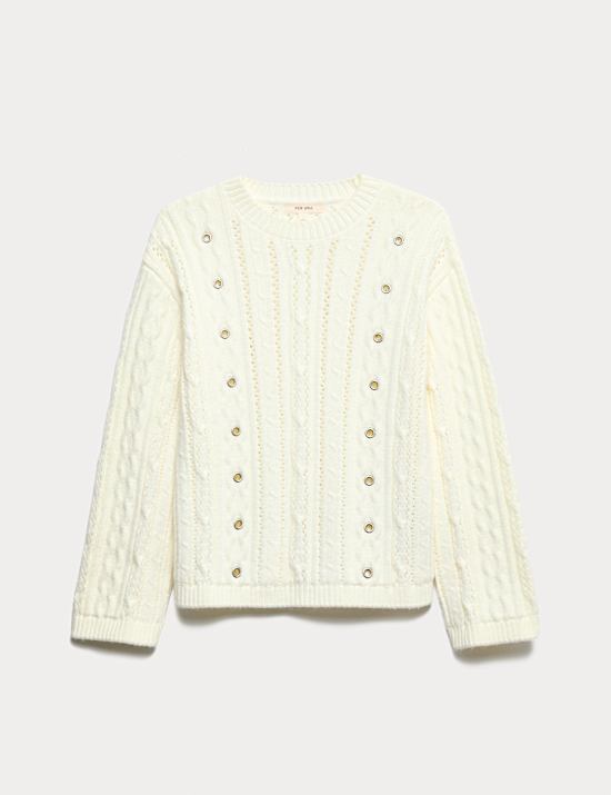 Crew Neck Eyelet Jumper