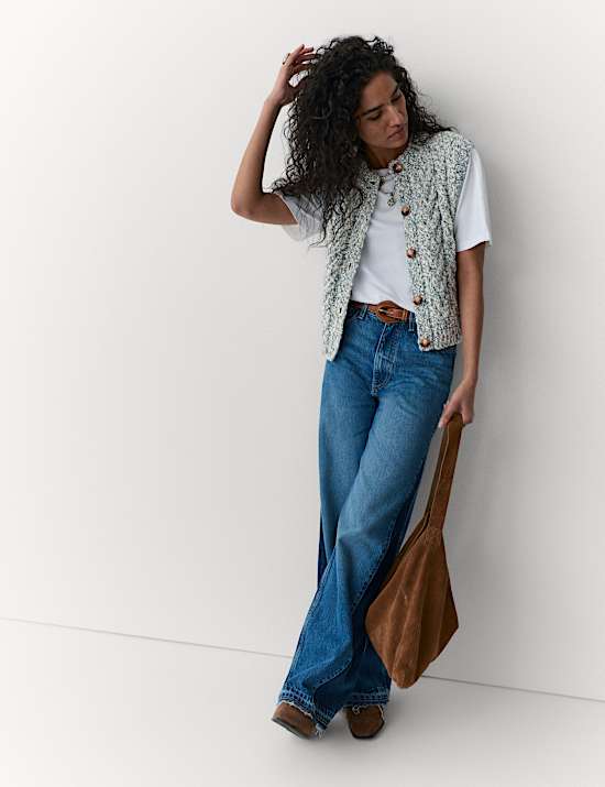 Twisted Knit Button Through Relaxed Tabard