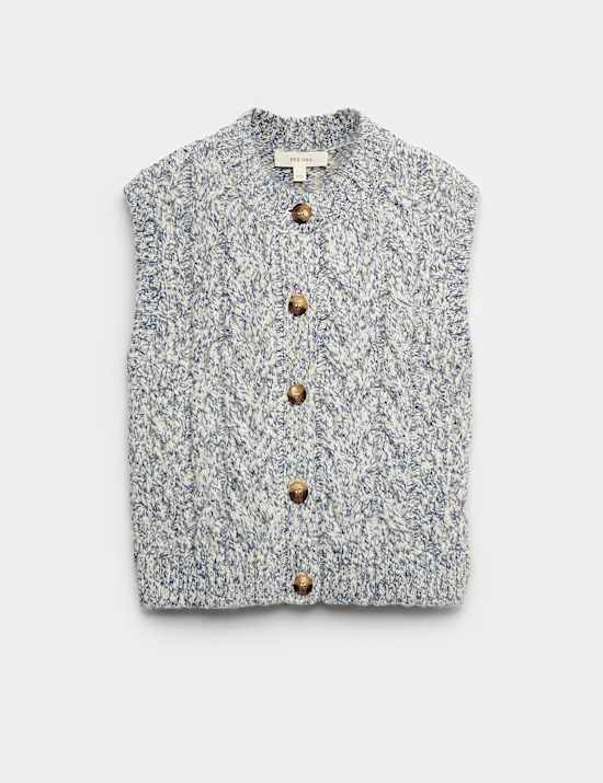 Twisted Knit Button Through Relaxed Tabard