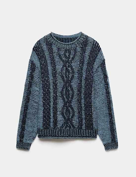 Cable Knit Crew Neck Relaxed Jumper
