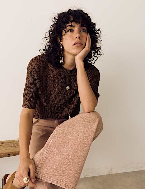 Sparkly Crew Neck Knitted Top