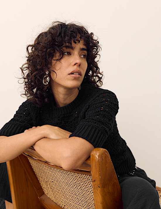 Pure Cotton Pointelle Knitted T-Shirt