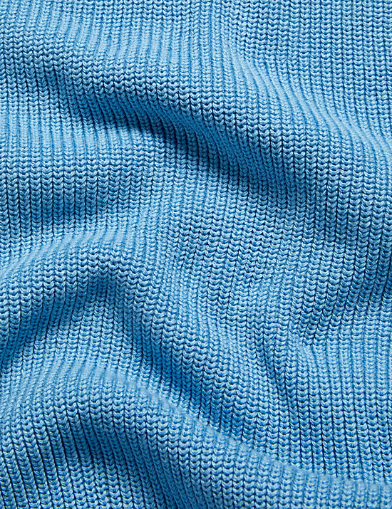 Cotton Rich Textured High Neck Jumper