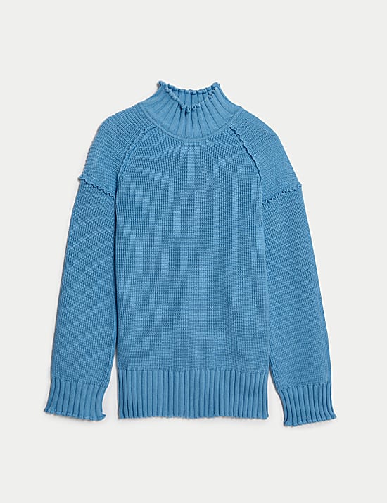 Cotton Rich Textured High Neck Jumper